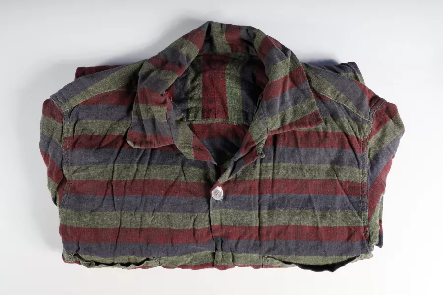 a neatly folded striped shirt