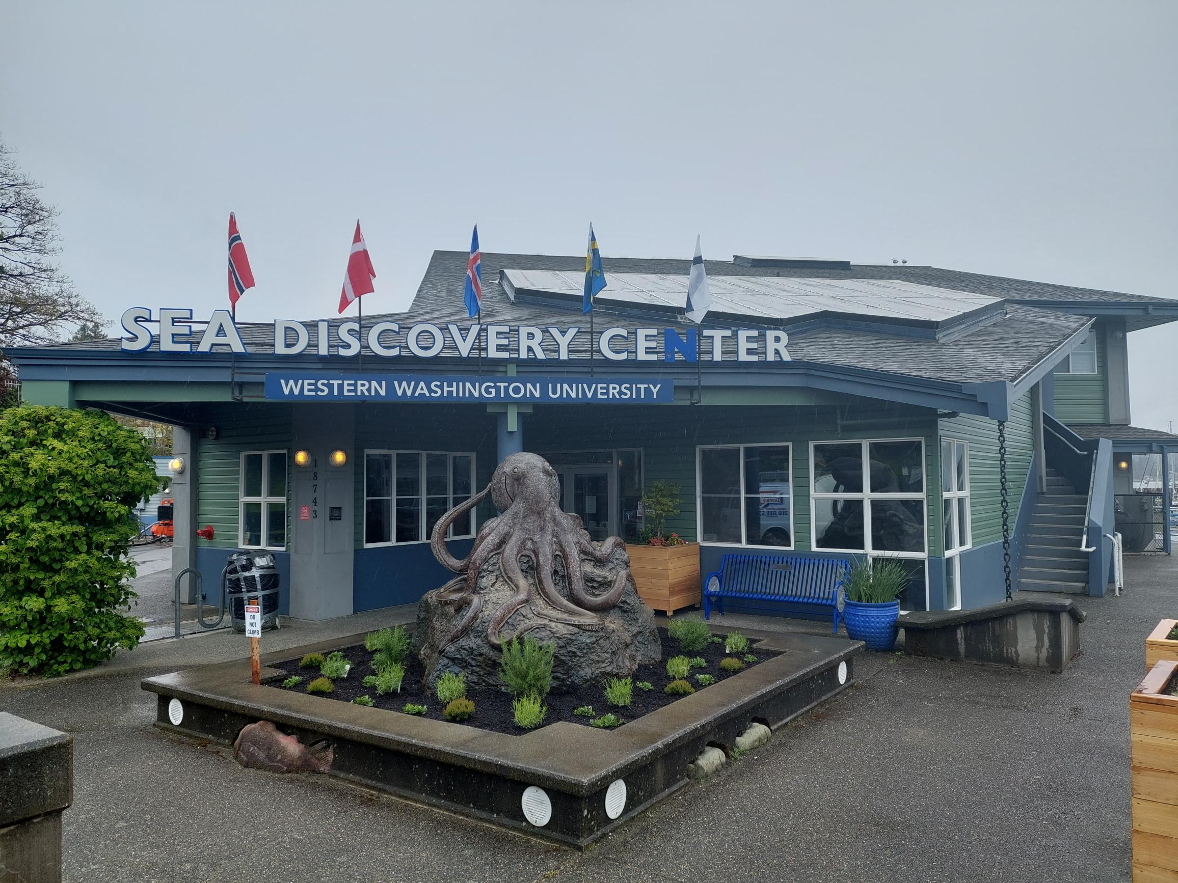 The exterior entrance of the SEA Discovery Center 