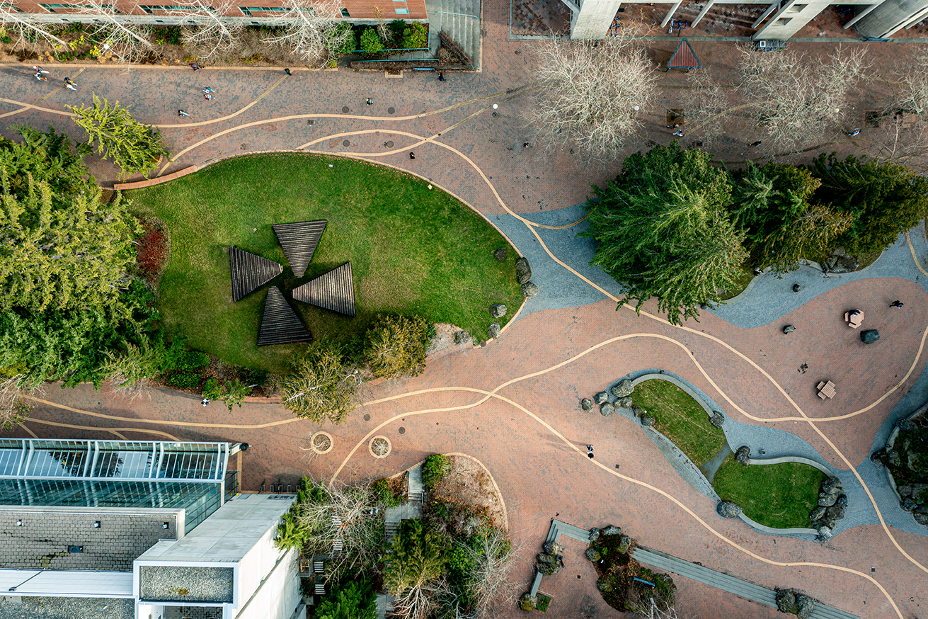 overhead view of Haskell Plaza