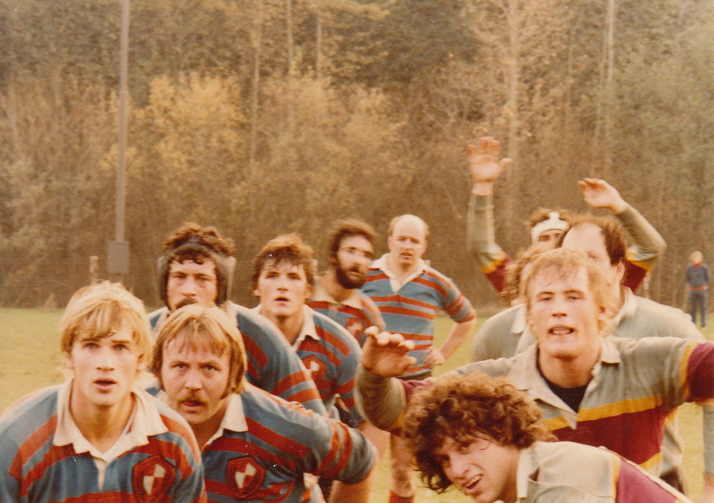 a 1970s men's rugby scrum