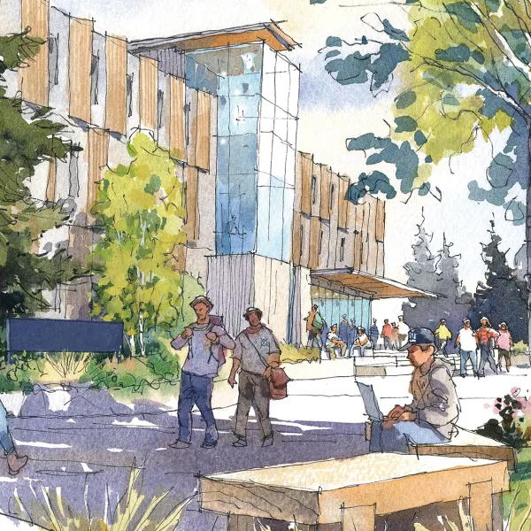 architectural rendering of a new science and technology building on Western&#039;s campus