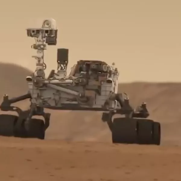 the Mars rover on a Martian landscape