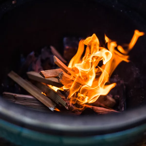 Close up of a flame in a barbecue