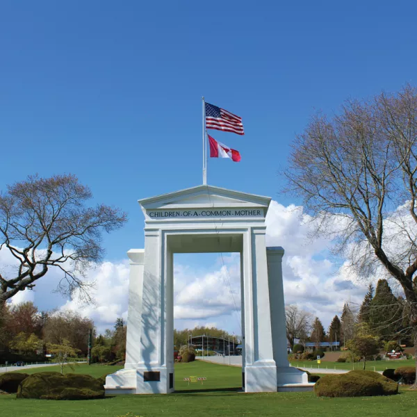 The Peace Arch on a sunny day