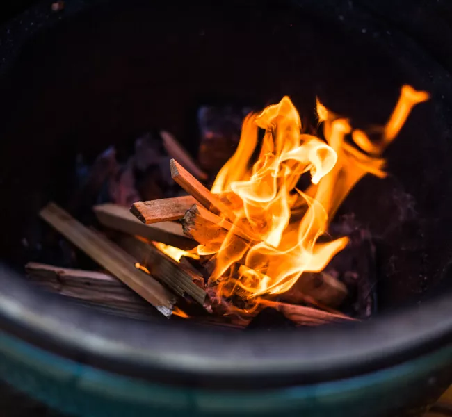 Close up of a flame in a barbecue