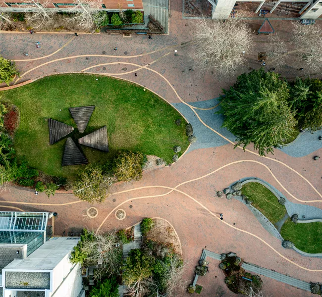 overhead view of Haskell Plaza
